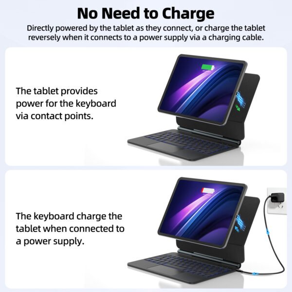 Magic keyboards for iPads direct connection no bluetooth Direct Connection Magic Keyboard Case for iPad Pro 11-inch (M4 / M5) – Smart Connector (No Bluetooth)